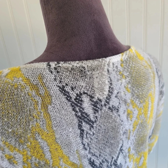 Cache Snake Animal Print Mini Bodycon Kinomo Dress Linen Blend Yellow Gray Sz M - Picture 9 of 13